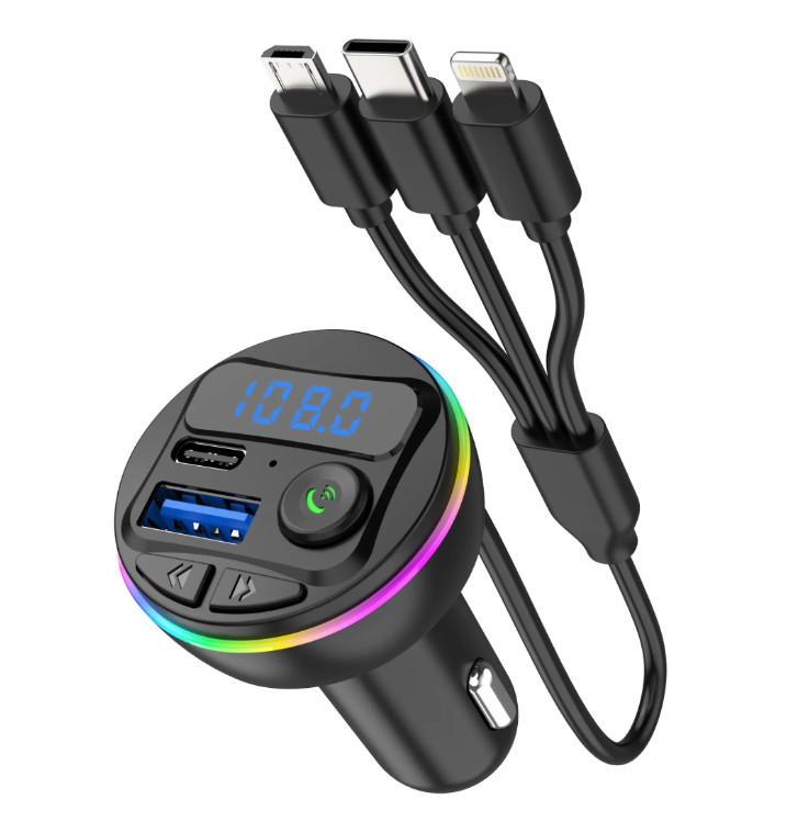 Wireless Bluetooth USB FM Transmitter Car Charger With Hands Free Calling Fast Charging