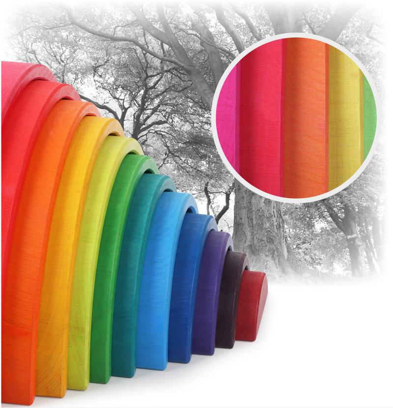 Brown 18cm Rainbow Wooden Building Blocks Toy Creative Educational