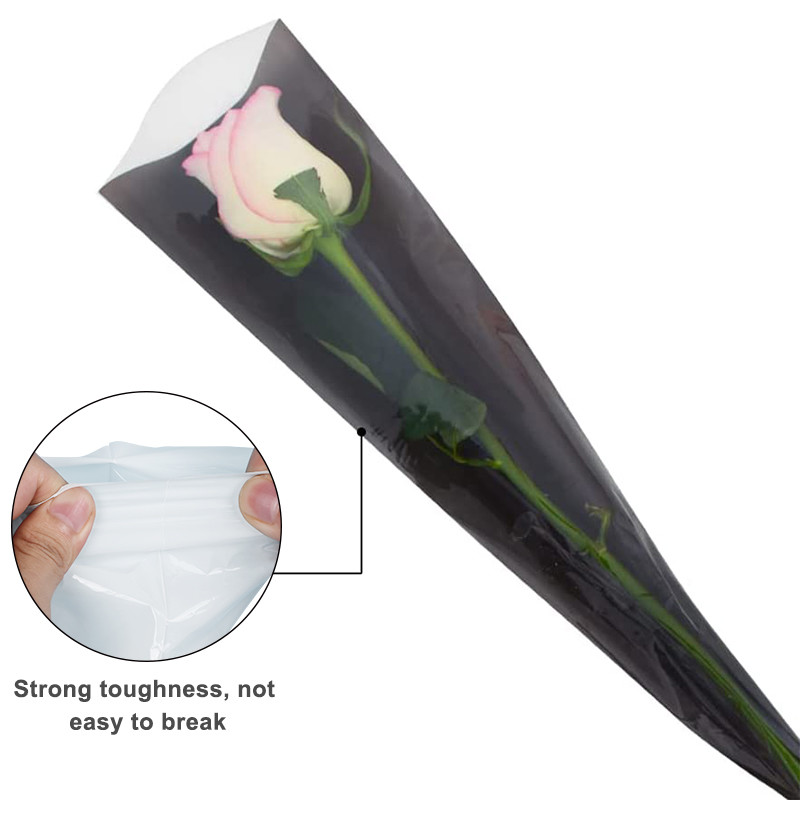 Clear Plastic Biodegradable Flower Wrapping Bouquets Sleeves Packaging For Cut Flowers Single Rose