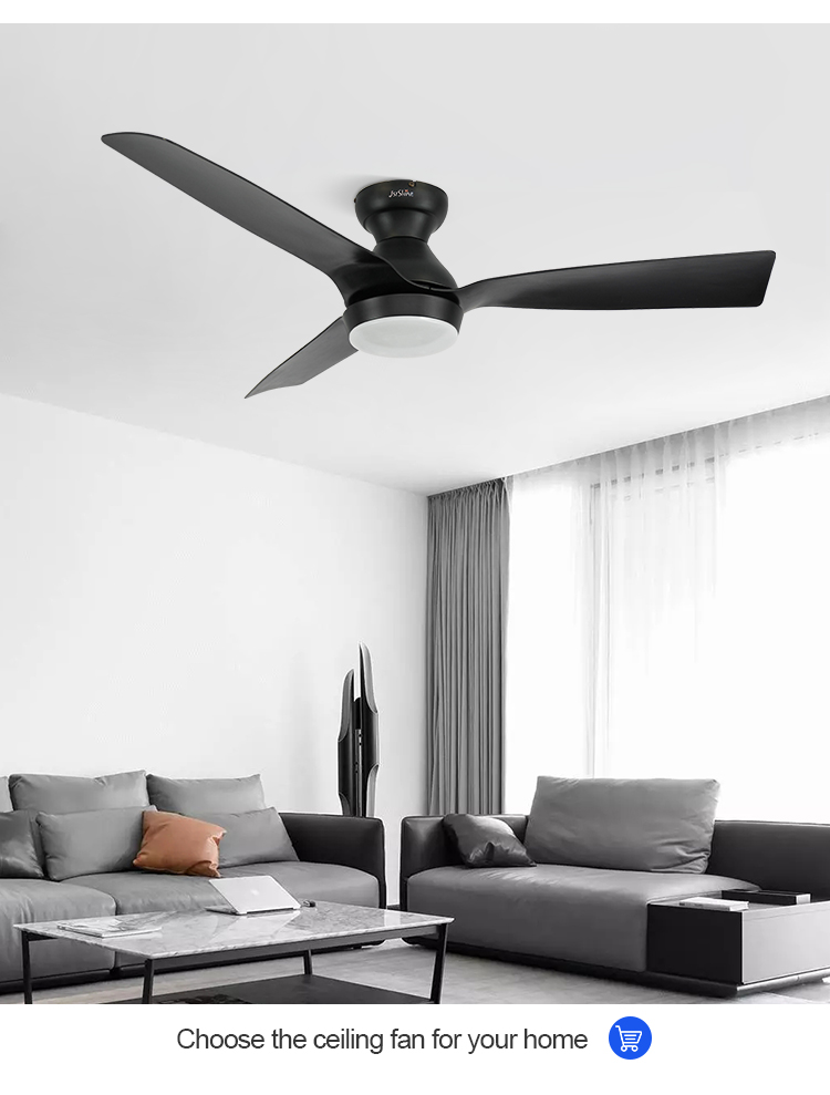 Metal Material Flush Ceiling Fan Light with Easy Clean ABS Blades and AC/DC Motor