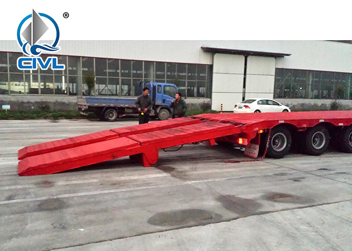 3 Line 6 Axles Fuwa Axles Low Bed 100T Semi Trailer Trucks For Equipment Transportation
