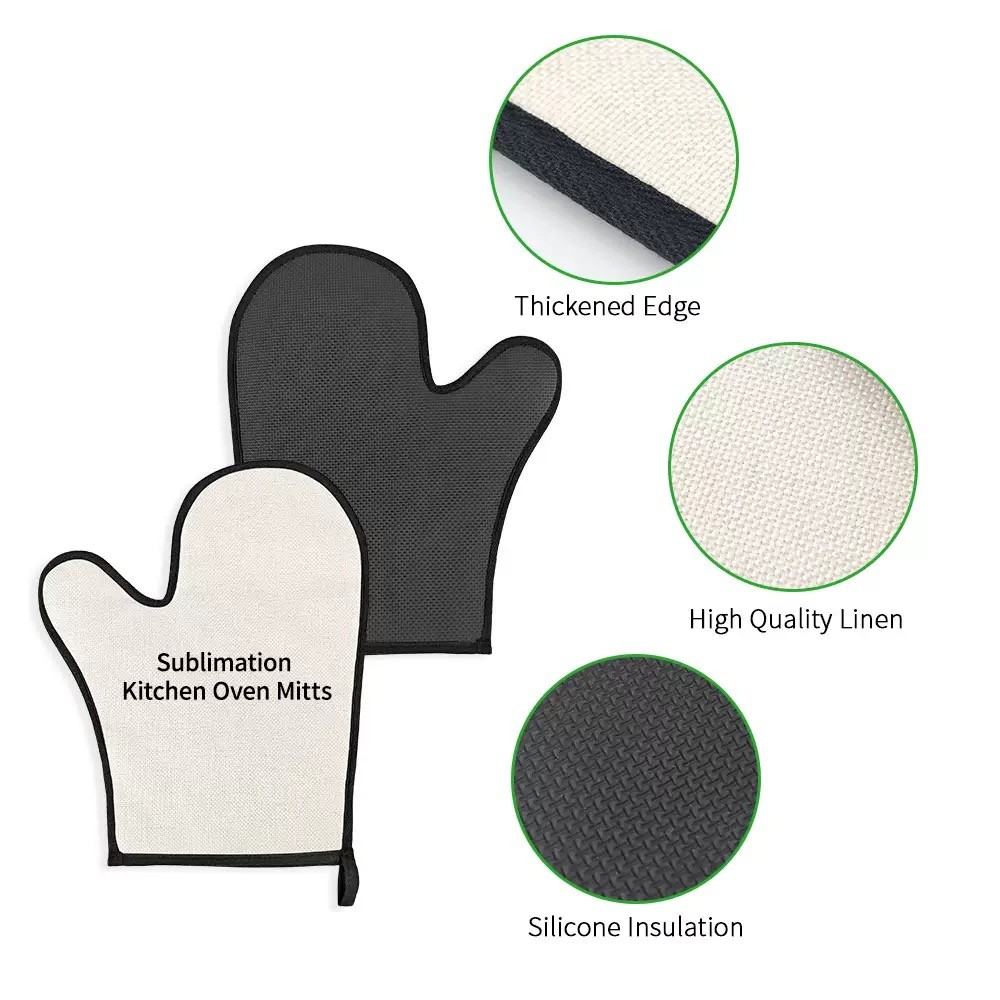 Customizable Printable Sublimation Oven Gloves Kitchen Oven Mitts With Black Edge