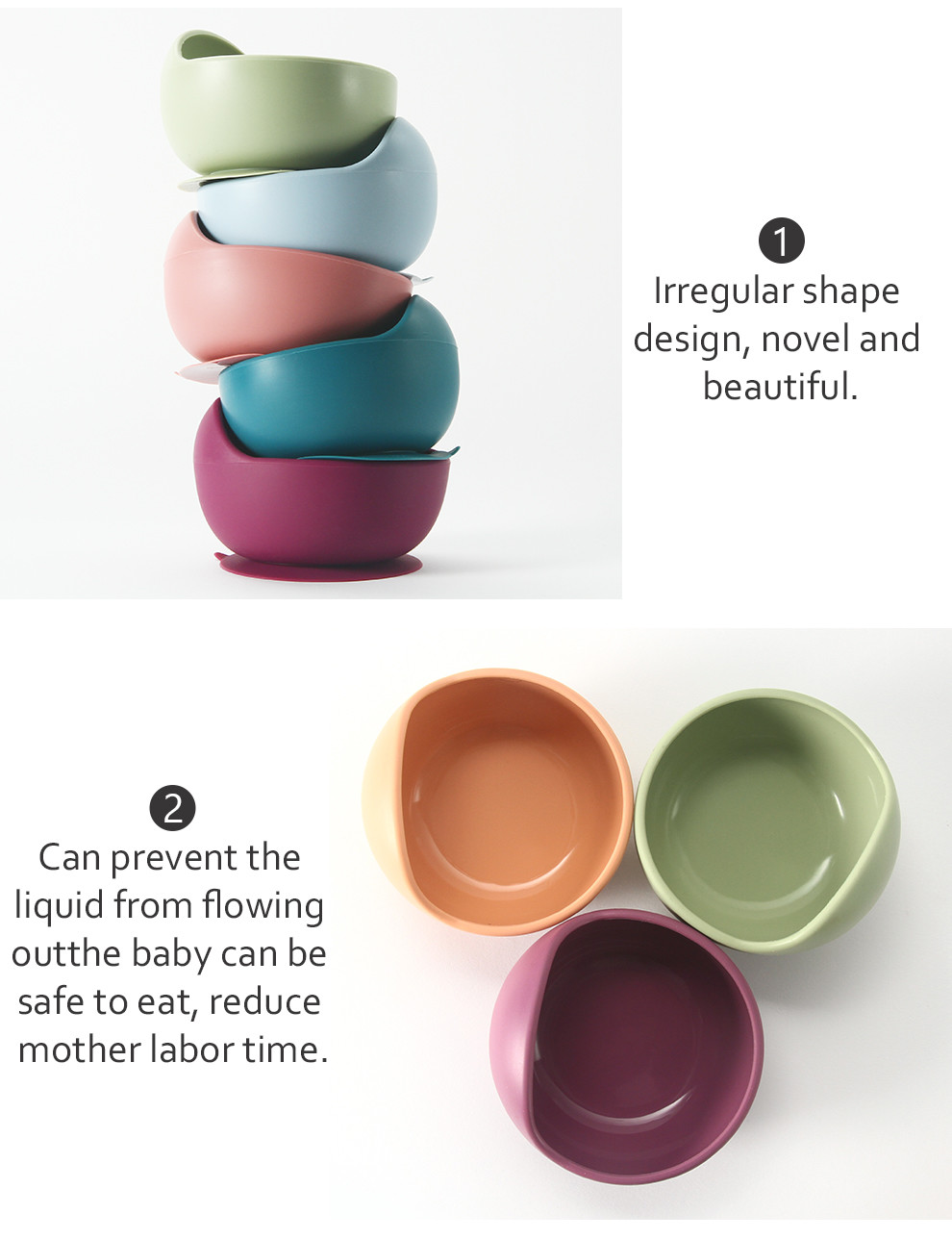 Eco Friendly Silicone Bowl Set Round Shape For Family Travel OEM
