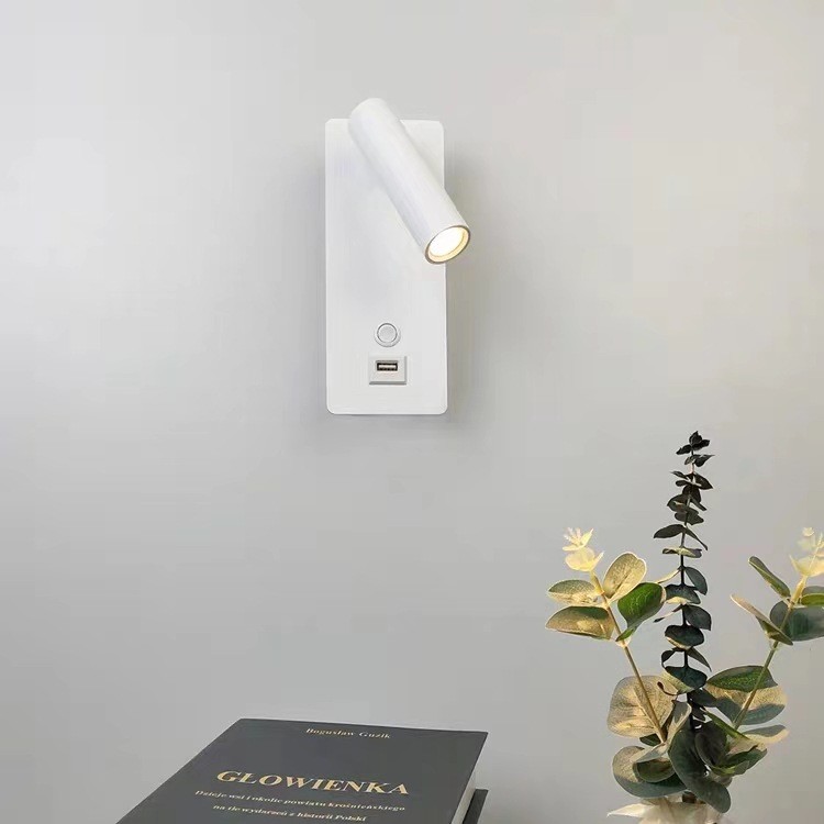 Modern minimalist 5V USB adjustable bedside wall lamp hotel headboard reading lamp bed board reading light