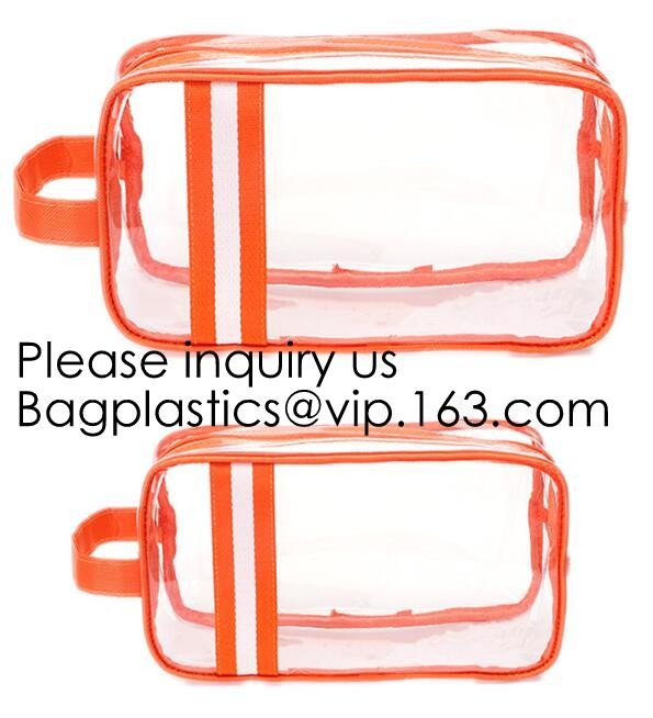 Clear Zipper Pouch with Strap Makeup Bag PVC Cosmetic Pouch,Printing Clear k Cosmetic PVC Pouch, bagease, bagplast