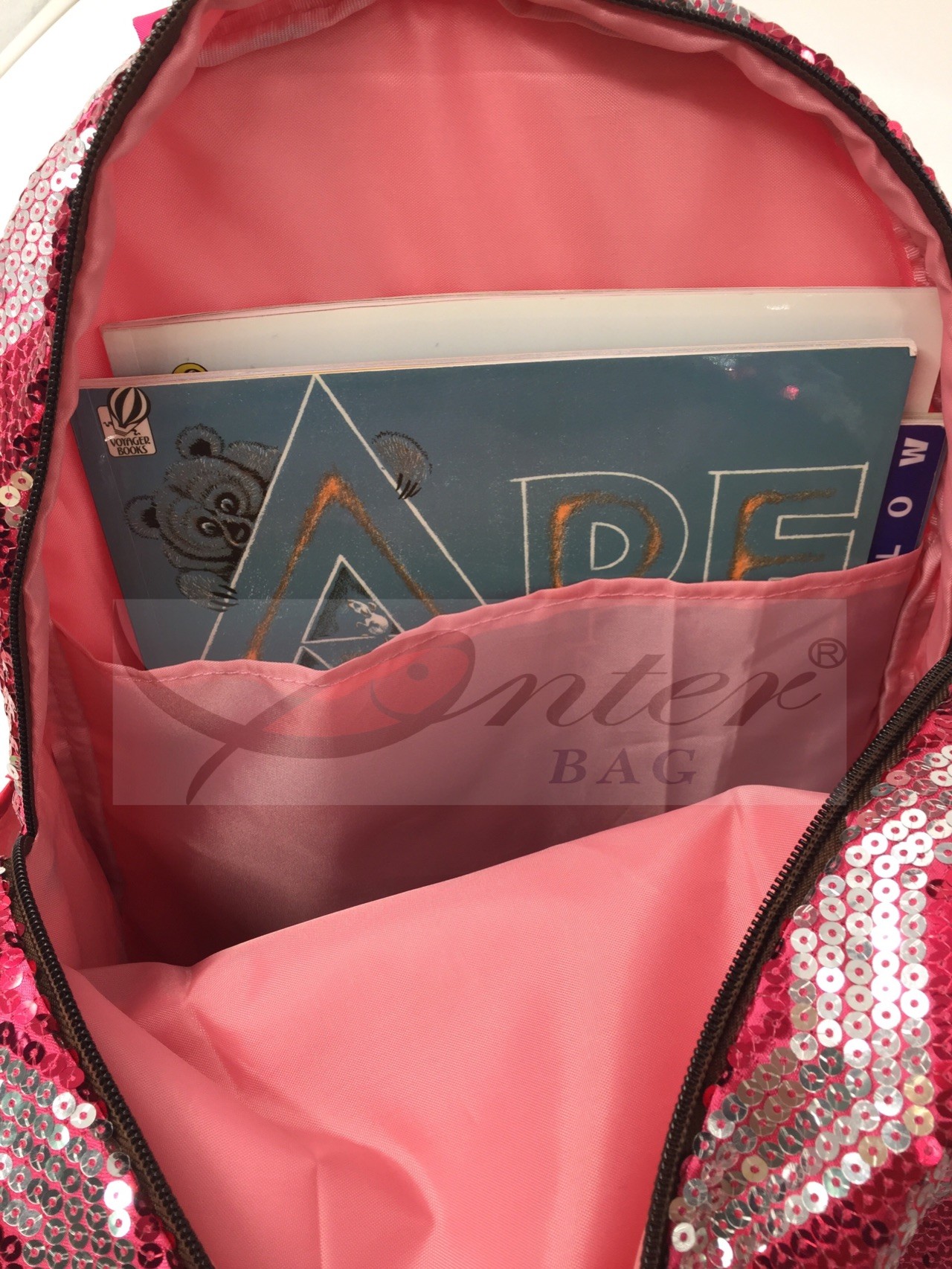 Sequin Polyester Laptop Bag , Sequin School Bag Custom Logo For Travel
