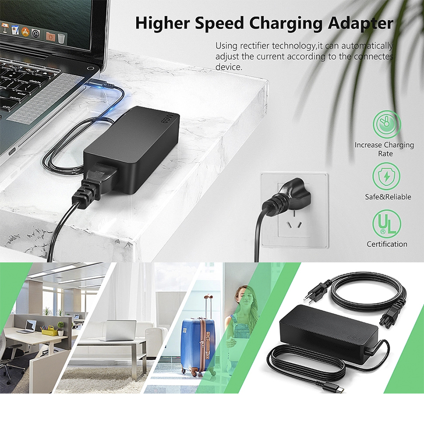 65W Desktop Power Supply Adapter Computer Charger With Type C Charging Wire Input 100V-240V