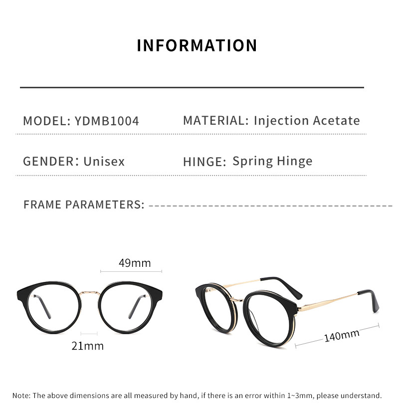 Retro Round Acetate And Metal Eyeglasses OEM Customize LOGO