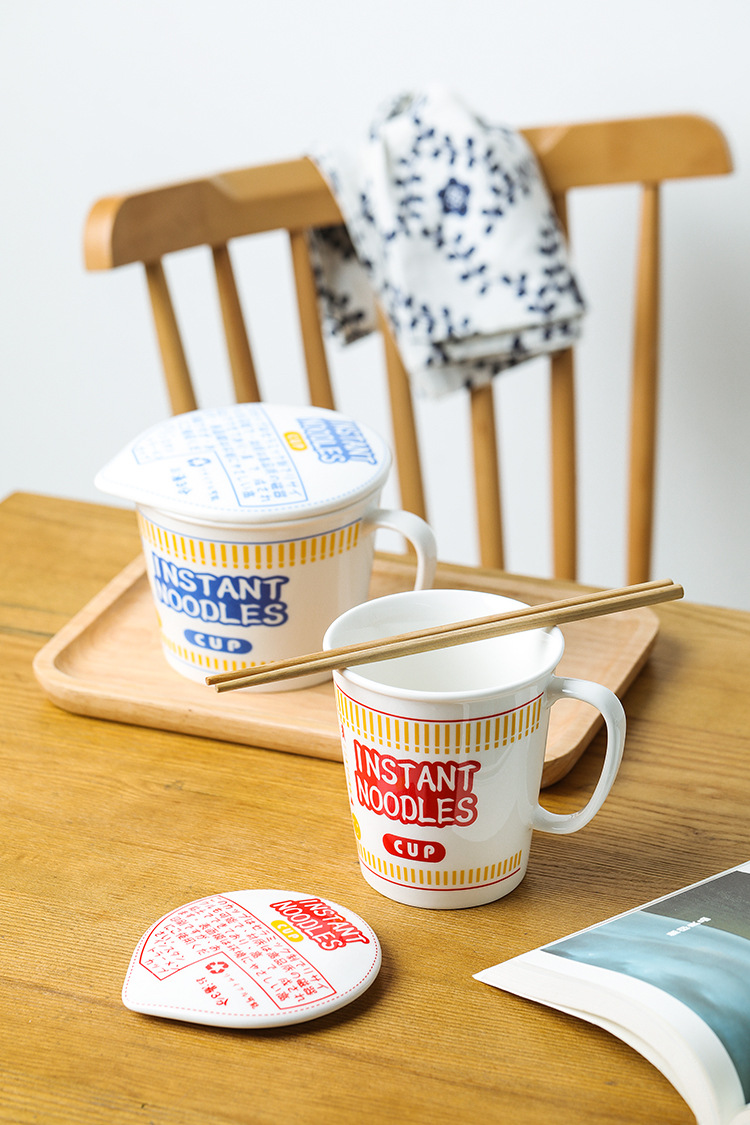 Sustainable Ceramic Instant Noodle Bowl , Porcelain Ceramic Ramen Bowl Set