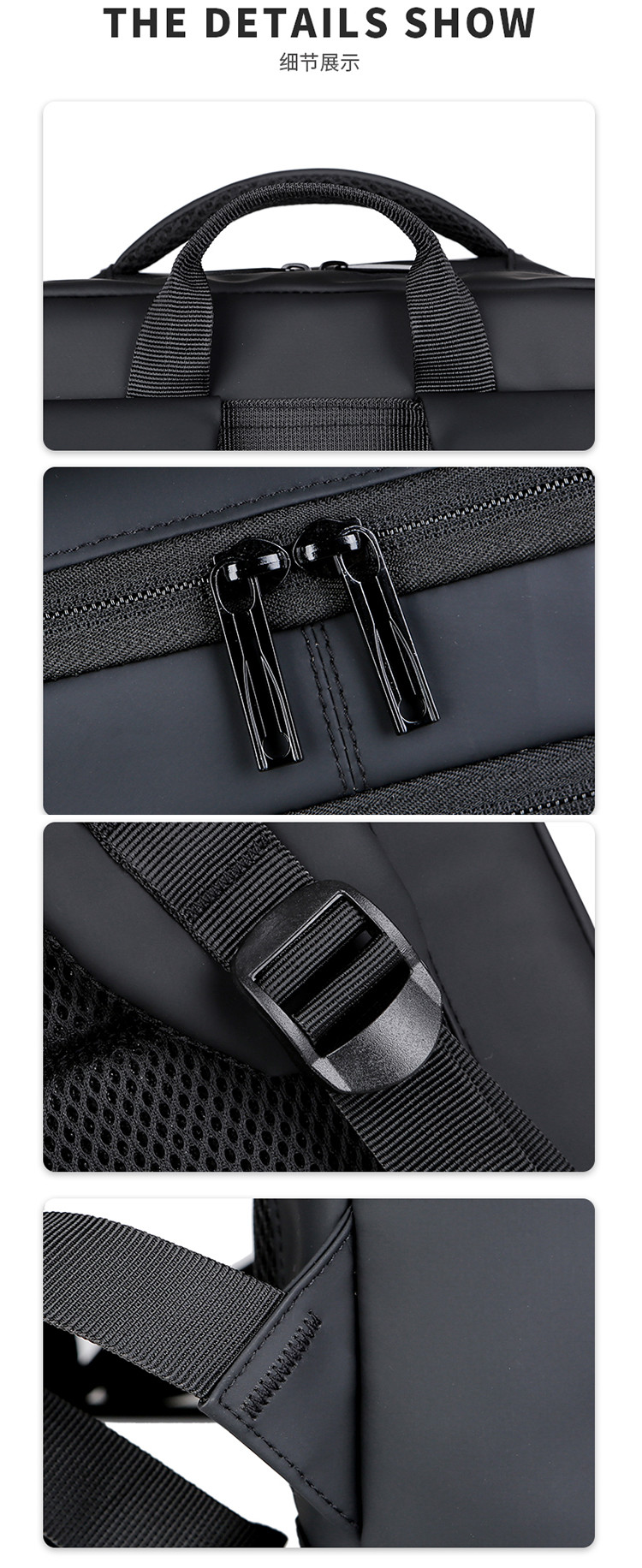 Black BSCI Business Laptop Backpack Fashion Computer Backpack Water Resistant ODM