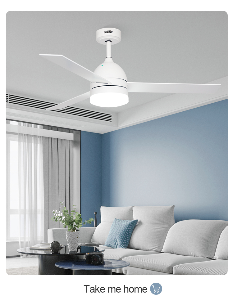 52 Inches Remote Control Ceiling Fan Light Bulb for Home Office MDF Wood Mulit Colors