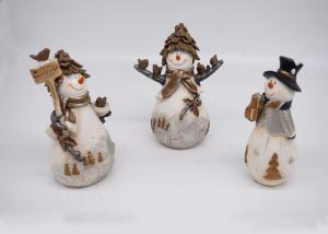 China Resin / Polyresin Crafts 3D Small Snowman Figurines Lovely For Home Decoration on sale