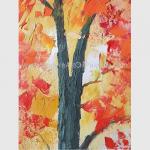 Abstract Palette Knife Oil Painting Handmade Landscape Autumn Forest For Star
