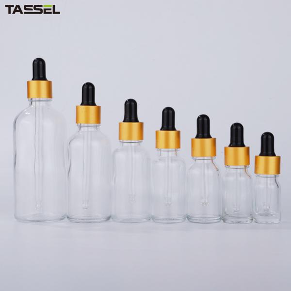 Quality 5ml 10ml Clear Essential Oil Glass Dropper Bottles 18/410 Aluminium Dropper for sale