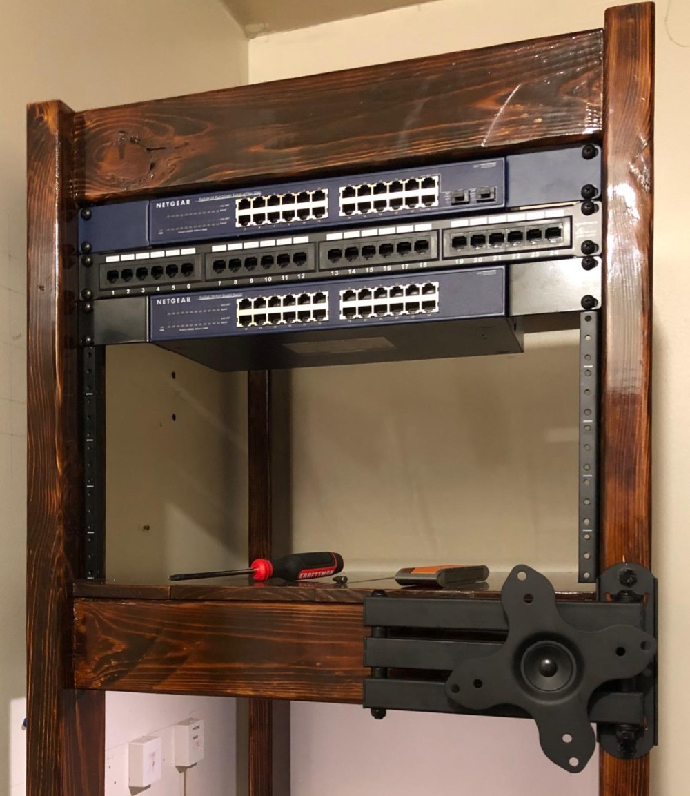 4U Vertical Mounting Rack With Rail Of Network Cabinet In Black Powder Coated Finish