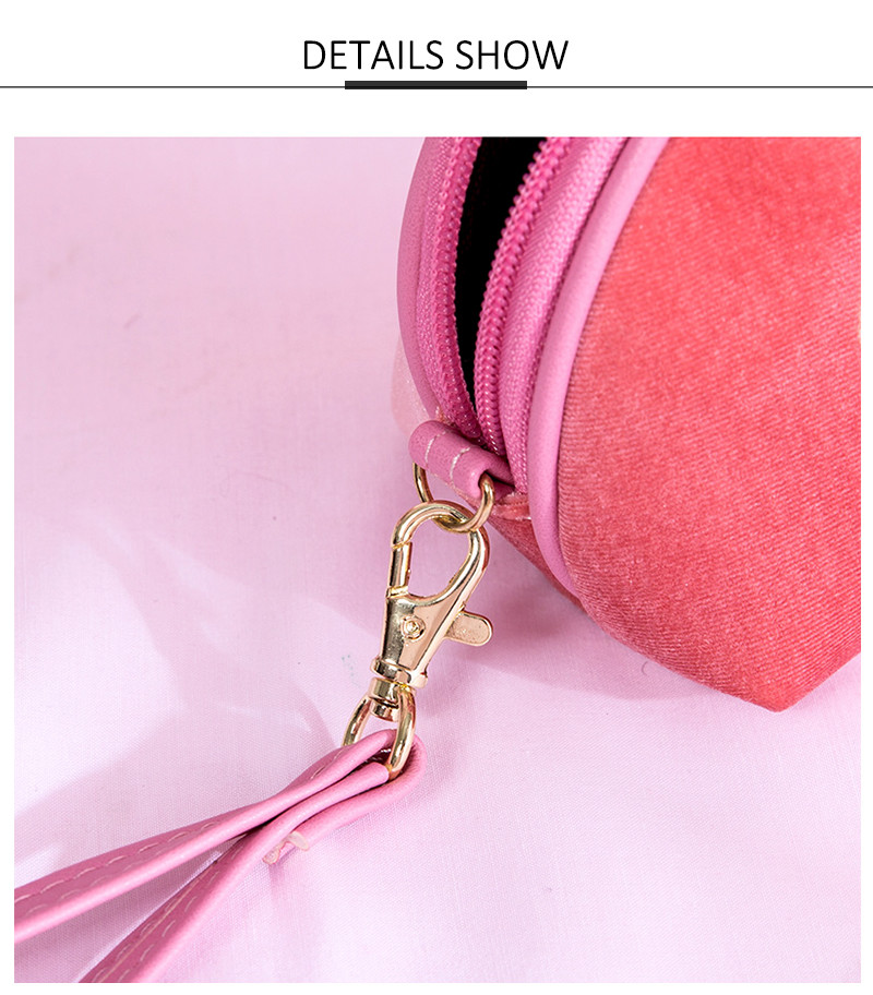 Half Moon Shape Embroidery Velvet Travel Organizer Bag