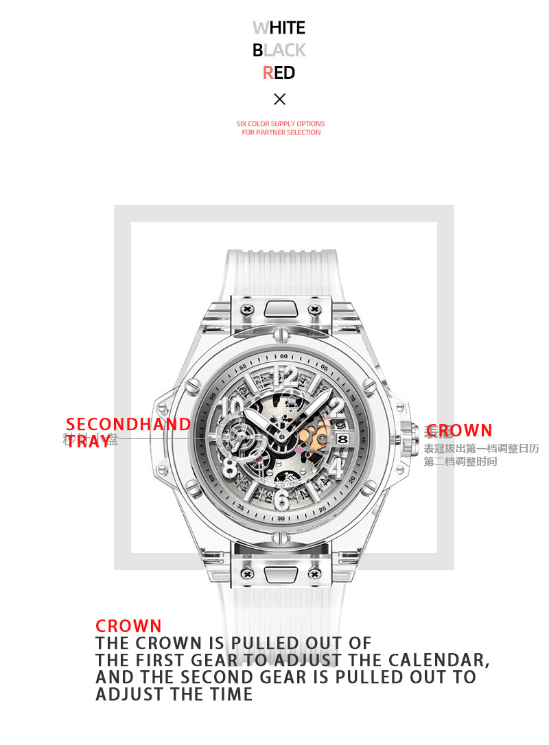 Details of Japanese movement crystal watch 2