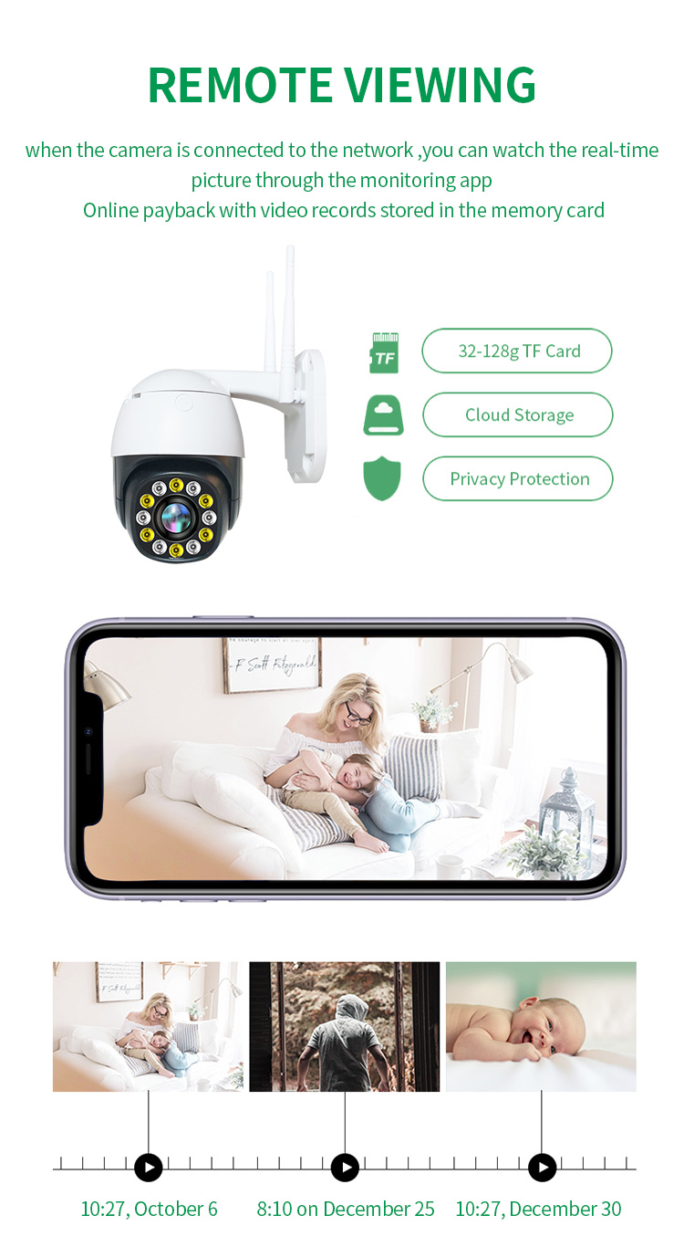 360 Degree Rotating Auto Rotate Tracking Wireless Outdoor Tuya Wireless Wifi Camera
