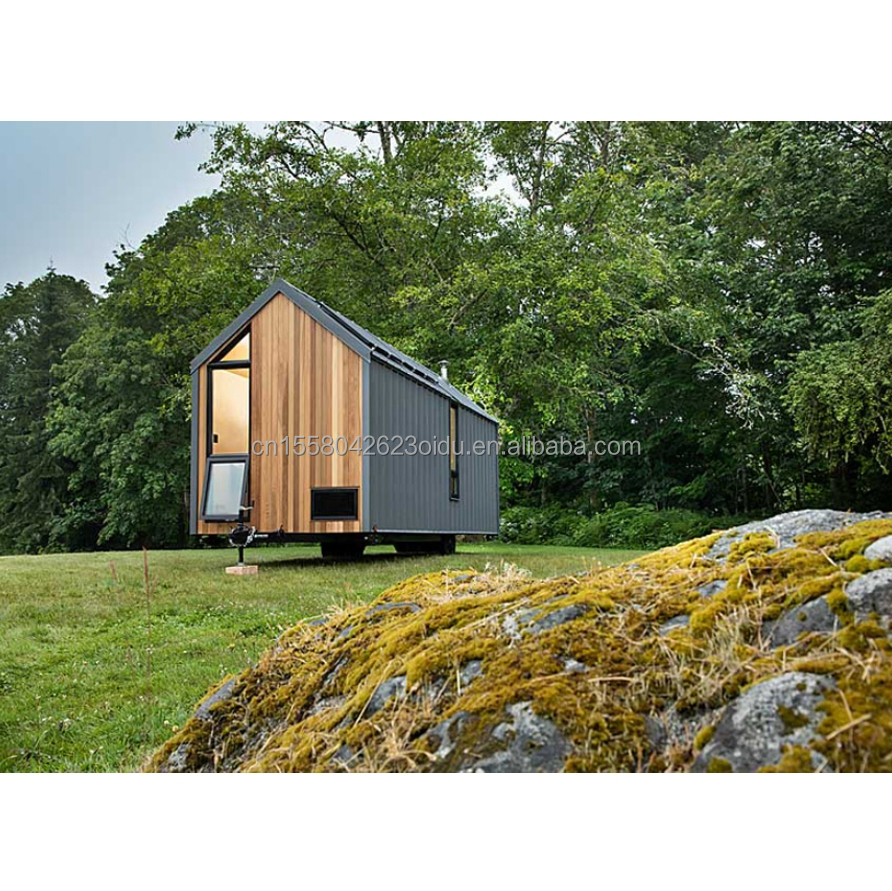 Modern Design Prefab House Wall 75mm Wave Sandwich Panel 20ft Foldable Container House on Wheels