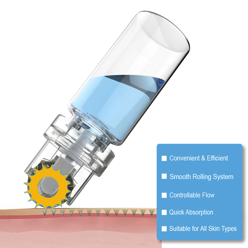 Microneedle Hydra Roller 64 Gold Tips dermal filler for hyaluronic acid facial massage derma roller bottle
