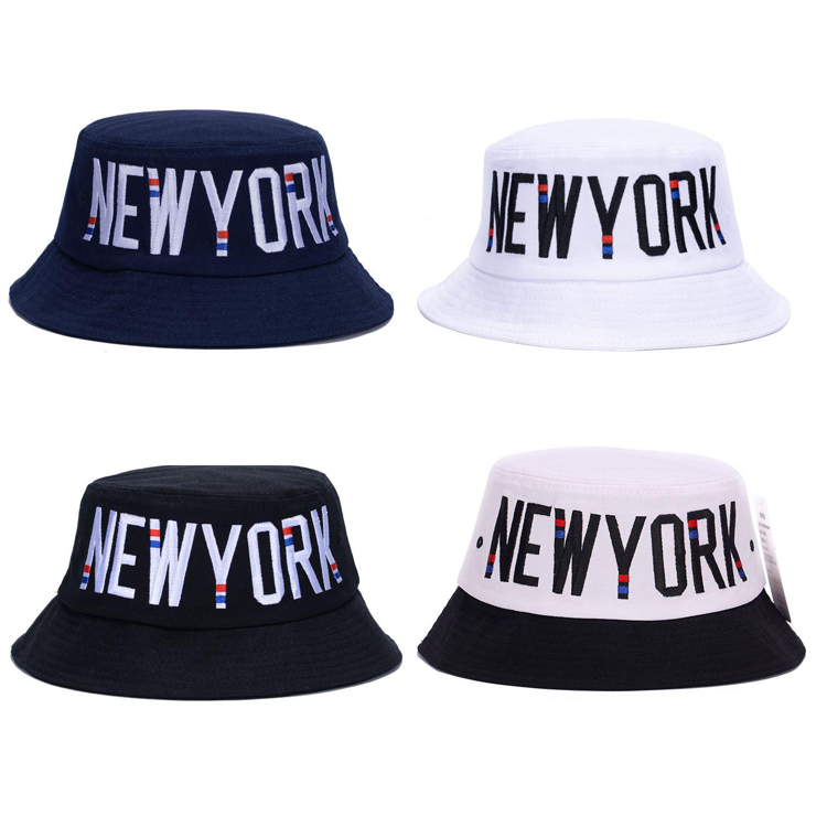 Embroidery New York Style Fisherman Bucket Hat 100% Polyester Fabric