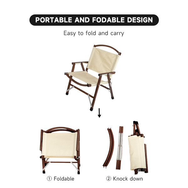Eco Friendly Wooden Lightweight Camping Chair Folding Red For Outdoor Picnic