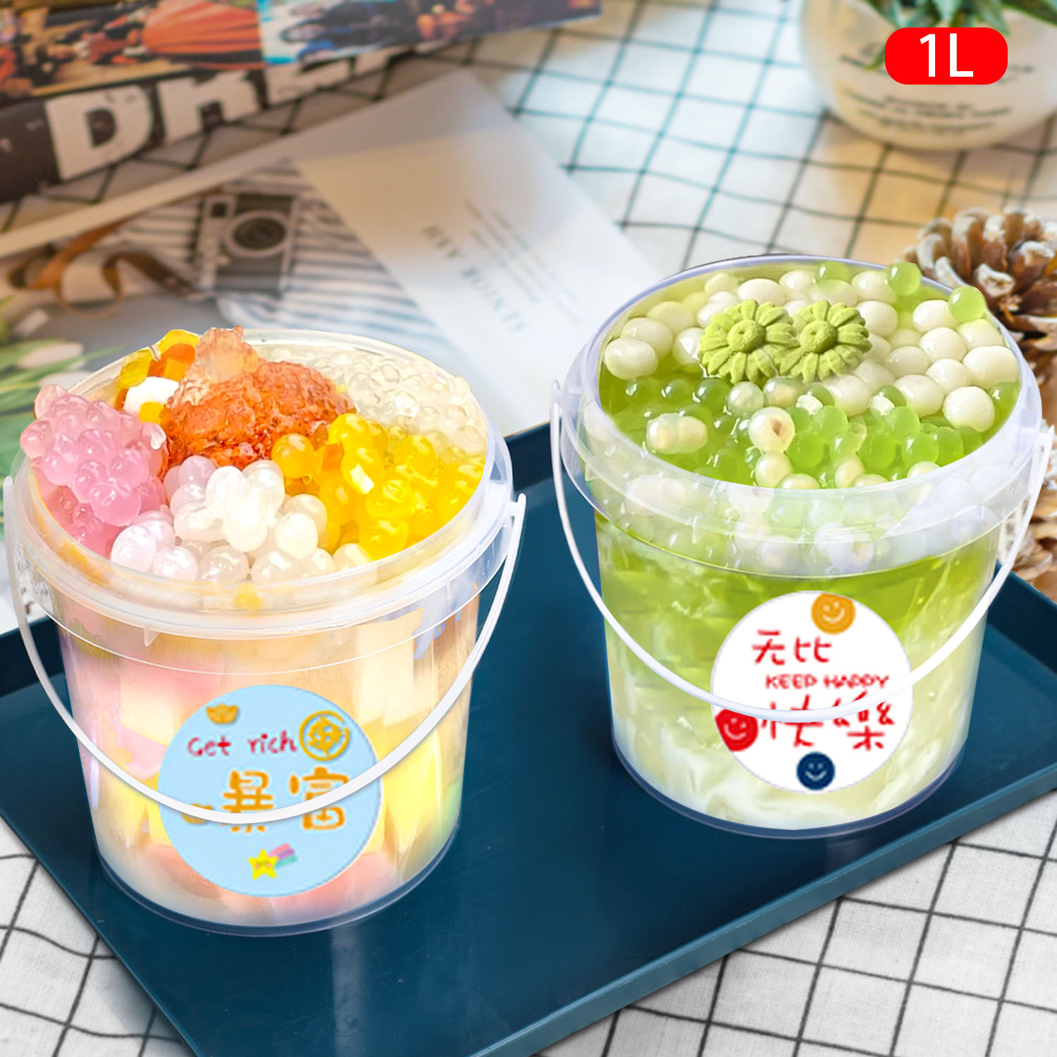 500ml PP Airtight Biscuit Cookie Jars Plastic Bucket Food Storage Containers With Lid Round