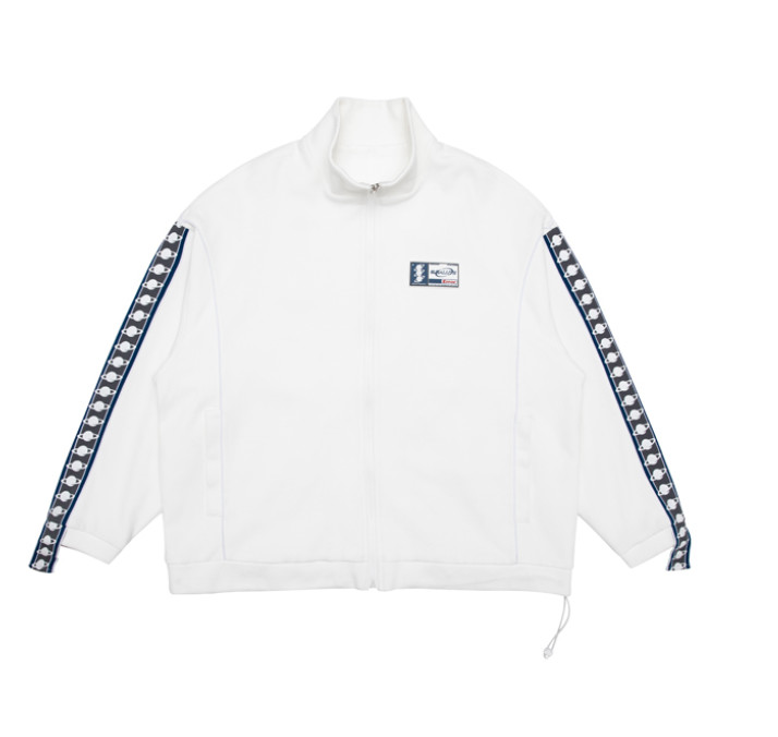 Zip Up Track Hiphop Windproof Soft Stripe Design Casual Stand Up Collar Jacket