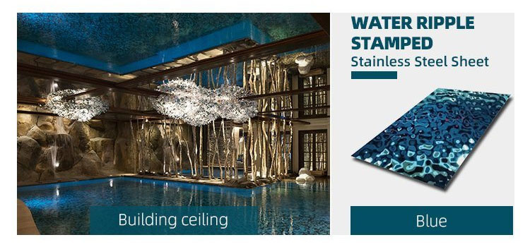 0.25mm Gold Color Water Ripple Stainless Steel Sheet Customizable Size Color Decorative Ceiling Panels