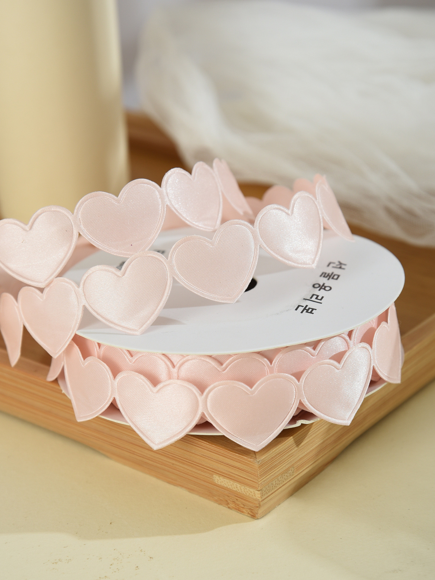 1.5cm*9m 2.5cm*9m Heart Shape Valentine's Day Polyester Gift Ribbon For Luxury Gift Packaging