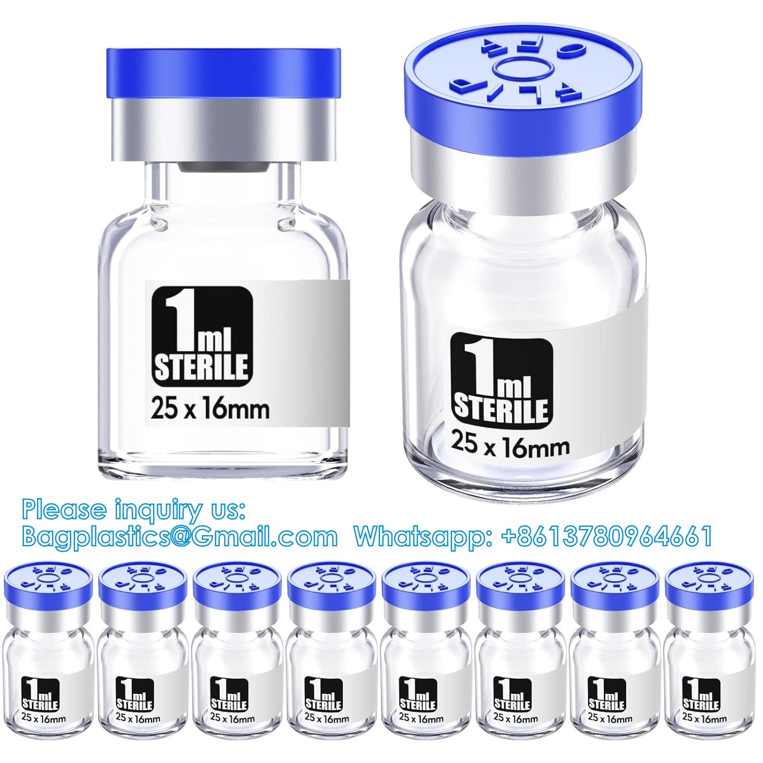 Sterile Empty Vials With Self Healing Injection Port, With Flip Off Aluminum Cap,Sterile Package (30ml,10)