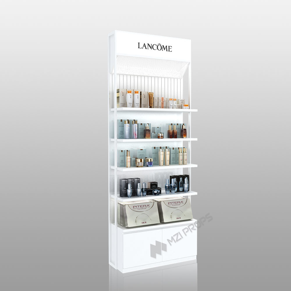 ZhMS-V10 T-Column with Adjustable Rods Skincare Display Cabinet for Airports