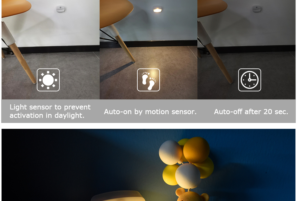 0.8W 30LM Plug In Night Lamp PIR Sensor 100 Degree For Closet Aisle Hallway