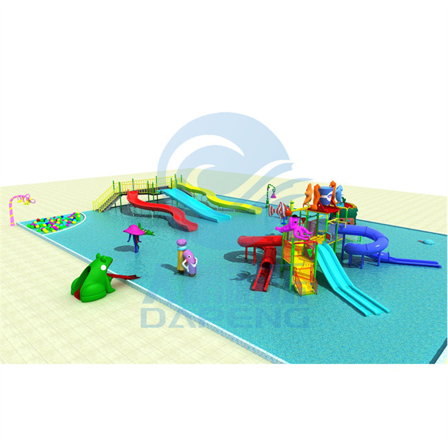 Water Park Play Equipment Set With Aqua Fiberglass Water Slide For Kids
