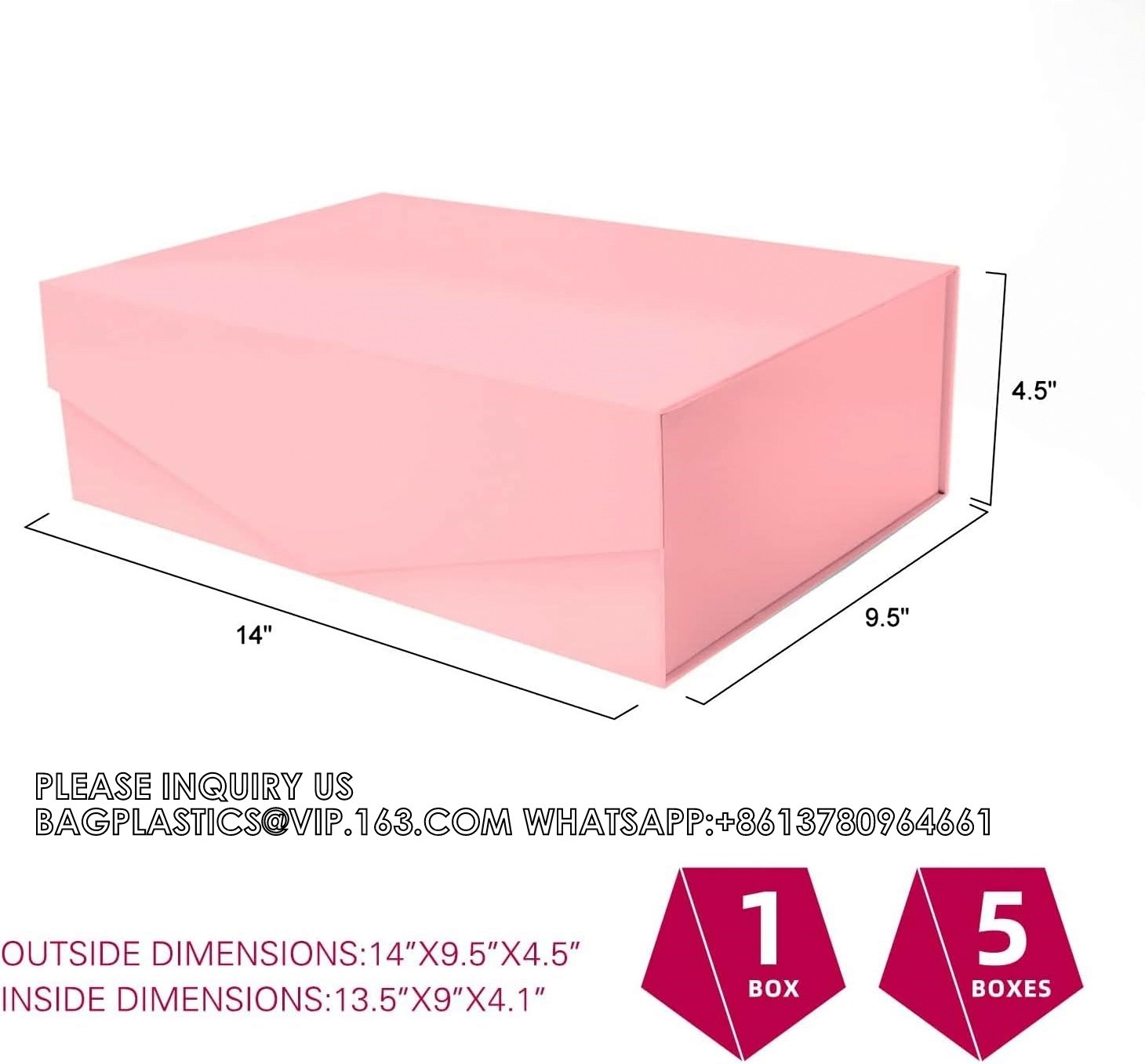 Gift Boxes With Ribbons, Glossy Pink Gift Boxes For Presents, Bridesmaid Proposal Box, Extra Large Gift Box