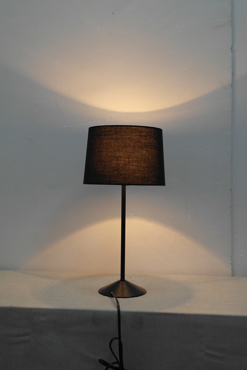 TC Fabric Simple Modern Table Lamp Double Layer Linen Table Lamp With Pom Pom