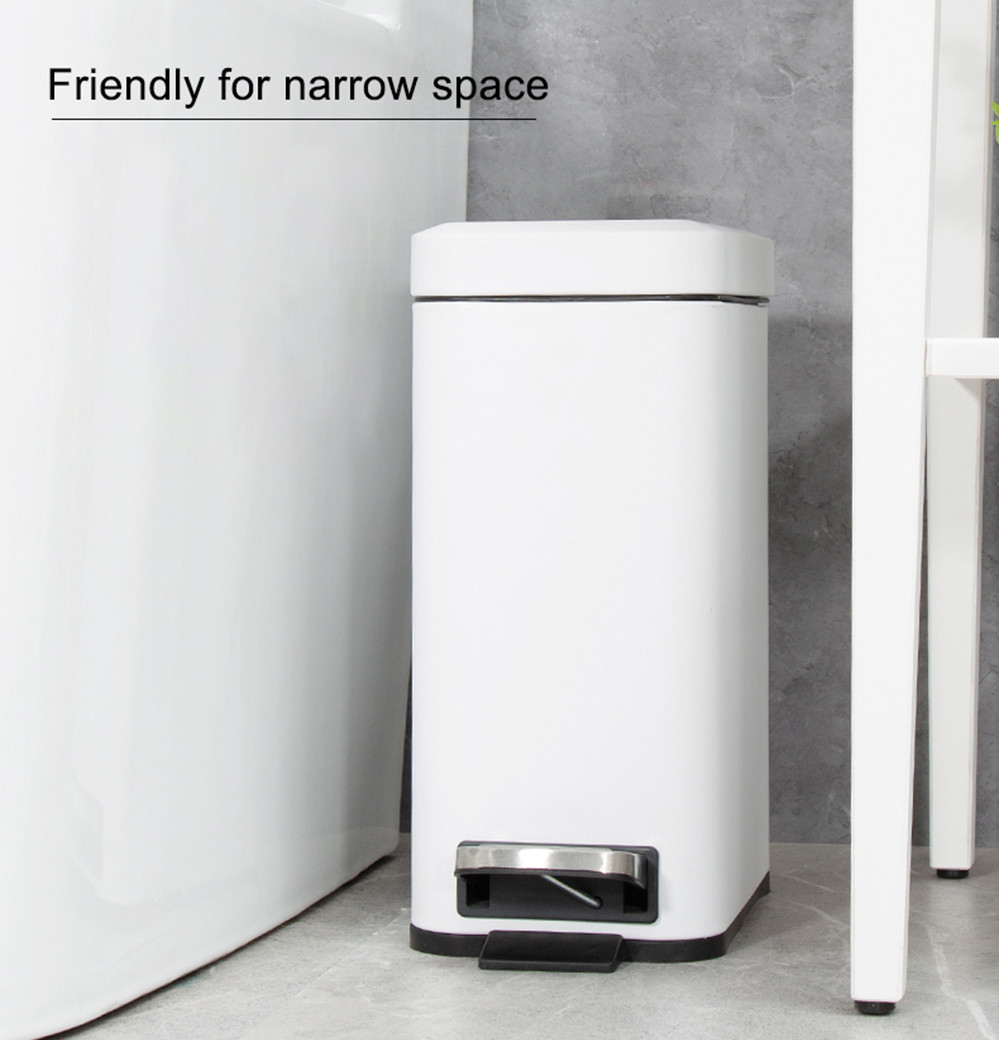 Stainless Steel Foot Pedal Trash Bin 5L Rectangular with Soft Close Lid
