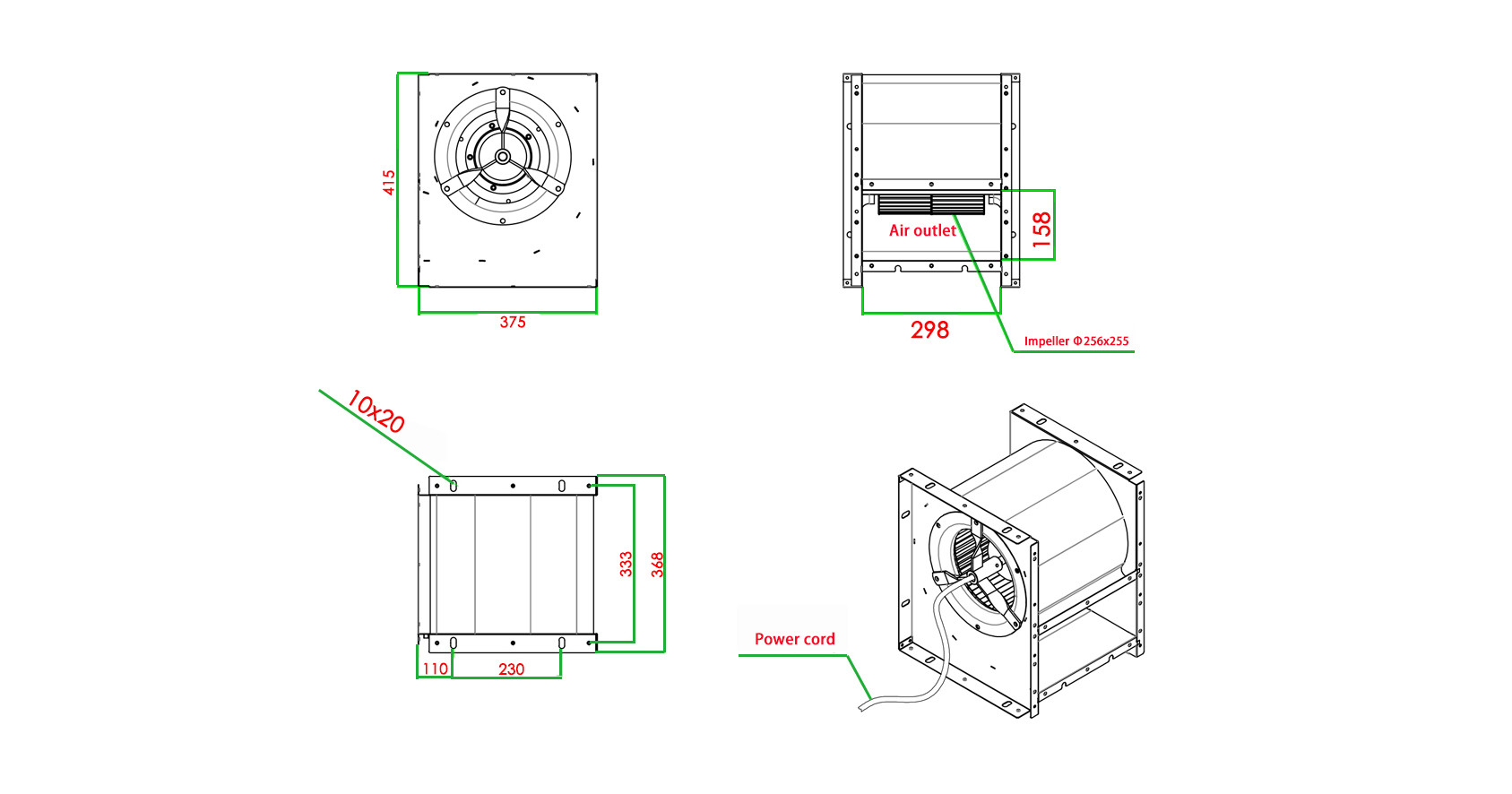 ODM Low Noise Double Inlet Double Width Centrifugal Fan Blower High Airflow