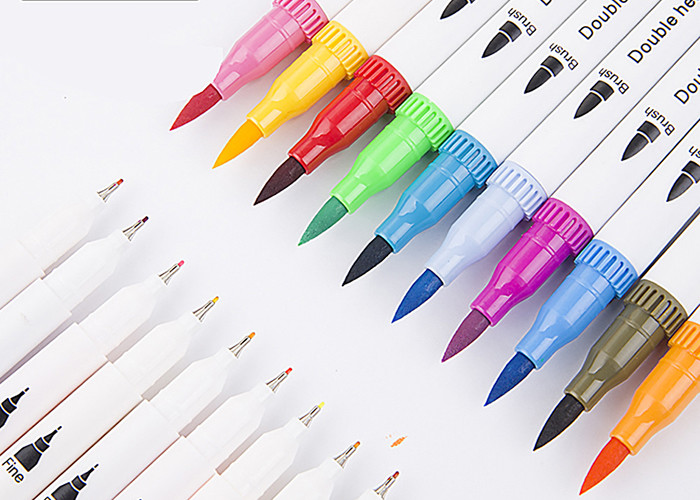 Amazon double head hook line color marker soft head watercolor pen for children gift painting set
