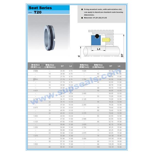 Rbsic Stationary T20 SSIC Single Spring Mechanical Seal