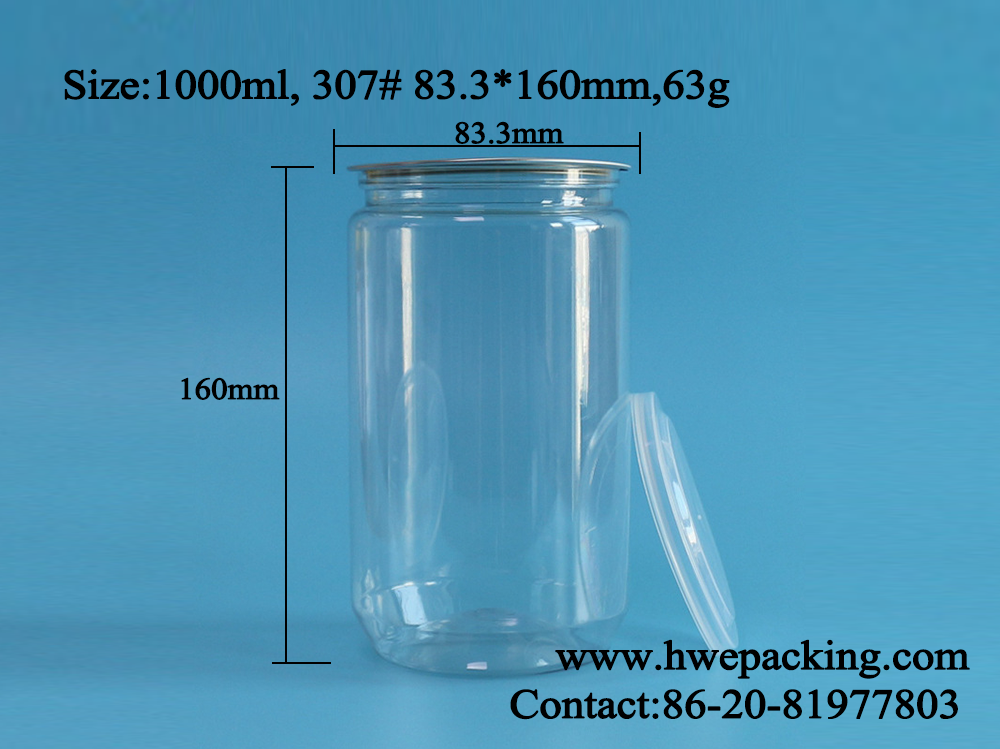 30.7oz 900ml Clear Plastic Cans Straight 307# Organic Raw Peanuts Beans Popcorn