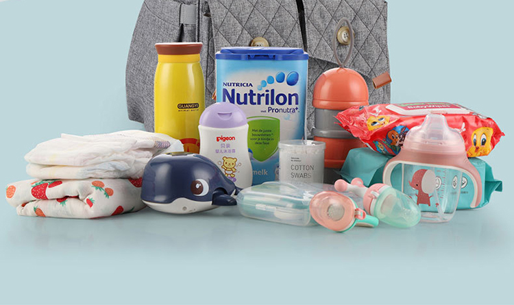 Multifunctional Mommy Diaper Bag Backpack With Trailer Buckle OEM ODM