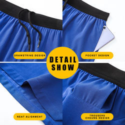 Sport Men&prime;s Elastic Shorts Quick-Drying Breathable Quarter Trousers with Split Ends Running Casual Fitness Men Gym Shorts