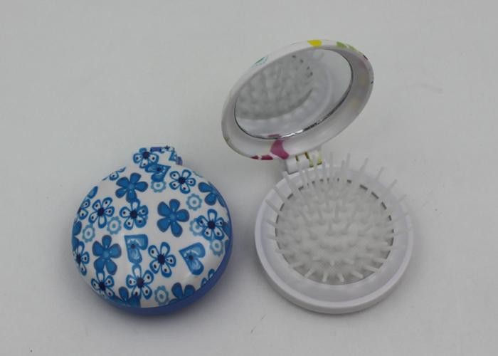 Elegant Travel Hanging Collapsible Hair Brush / Compact Mirror Brush