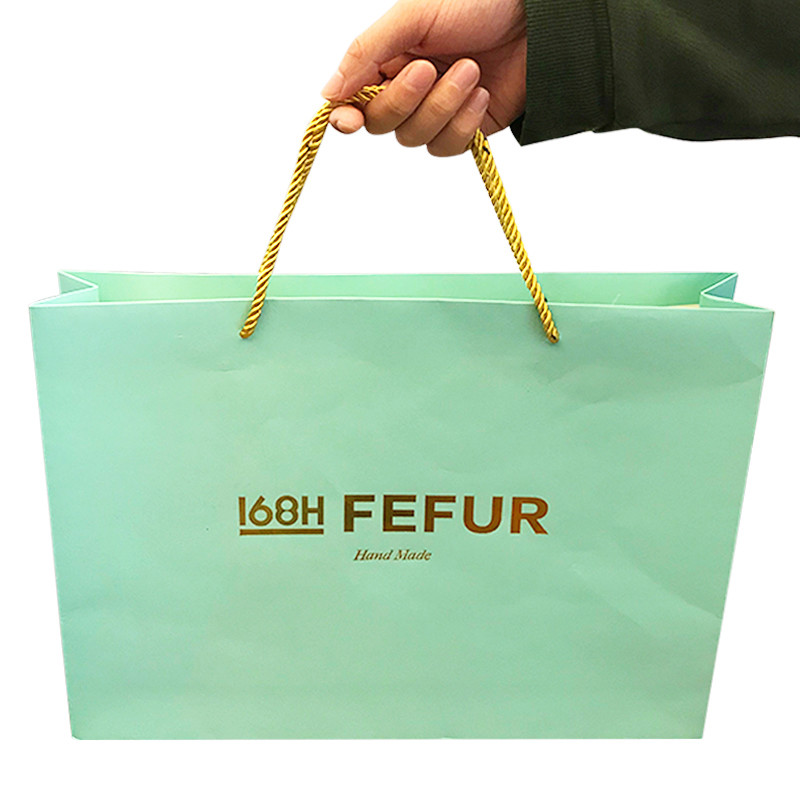 Green C2S Art Paper Gift Bags With Handles Biodegradable