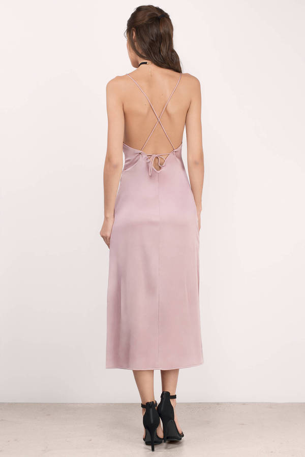 Sexy Satin Summer Midi Dress Women with Slit