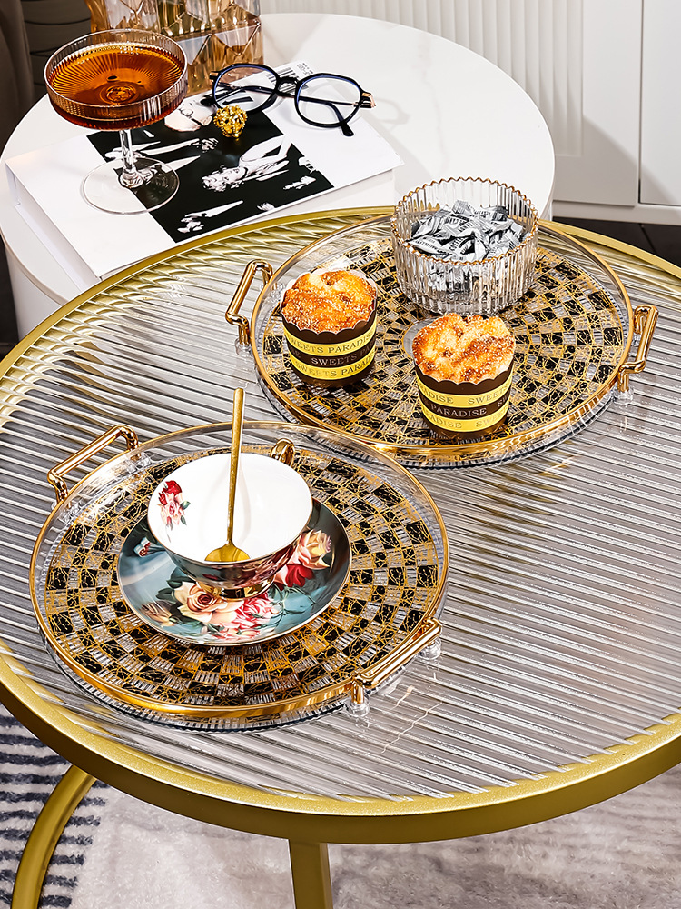 Ceramic Round Tray for Securely Holding Cups Dishes Plates Durable Non-Slip Grip