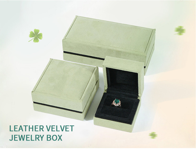 Grass Green Flannel Gift Packaging Box For Ring Bracelet Jewelry