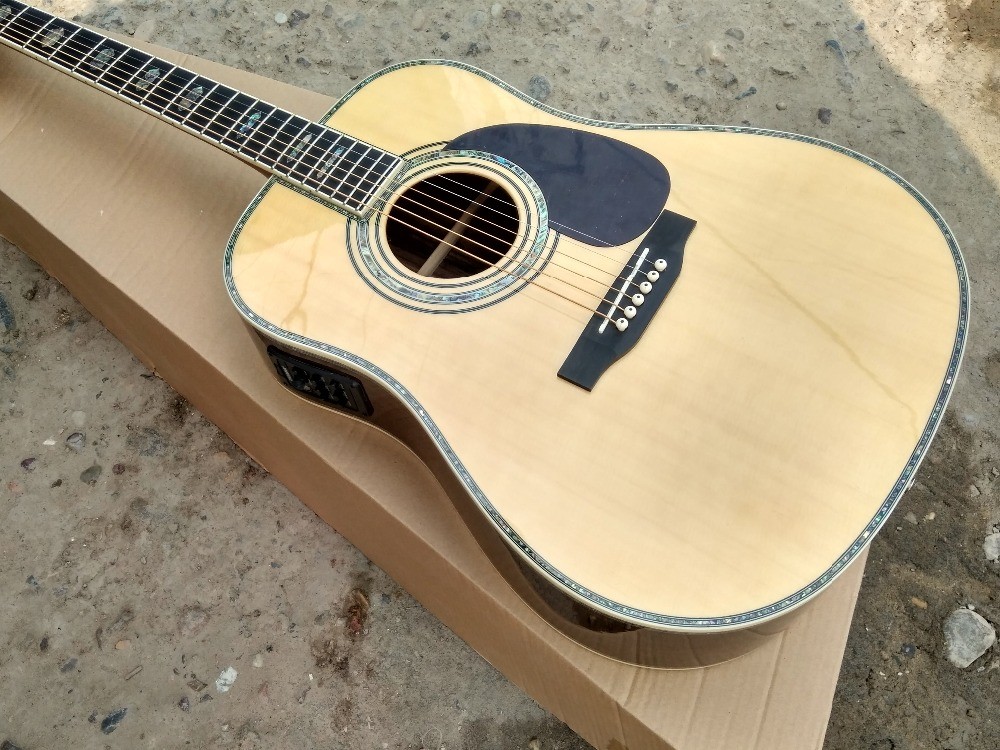 41" D45e Style Ebony Fretboard Top Quality AAA Solid Top Acoustic Electric Guitar