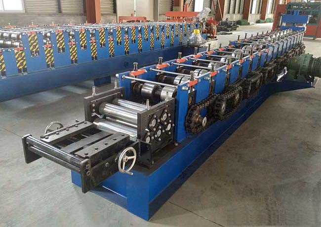 Metal C U Purlin Roll Forming Machine Drive Mode Chain And Sprocket Sidewall 16mm